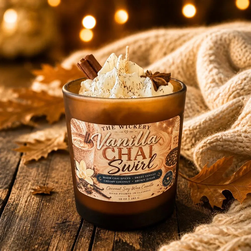 Vanilla Chai Swirl Candle: Spiced Soy Wax with Whipped Top