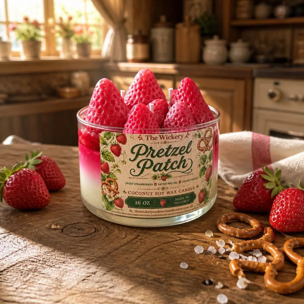 Strawberry Pretzel Dessert Candle, Layered Bakery Scent, 16 oz Hand Poured Soy