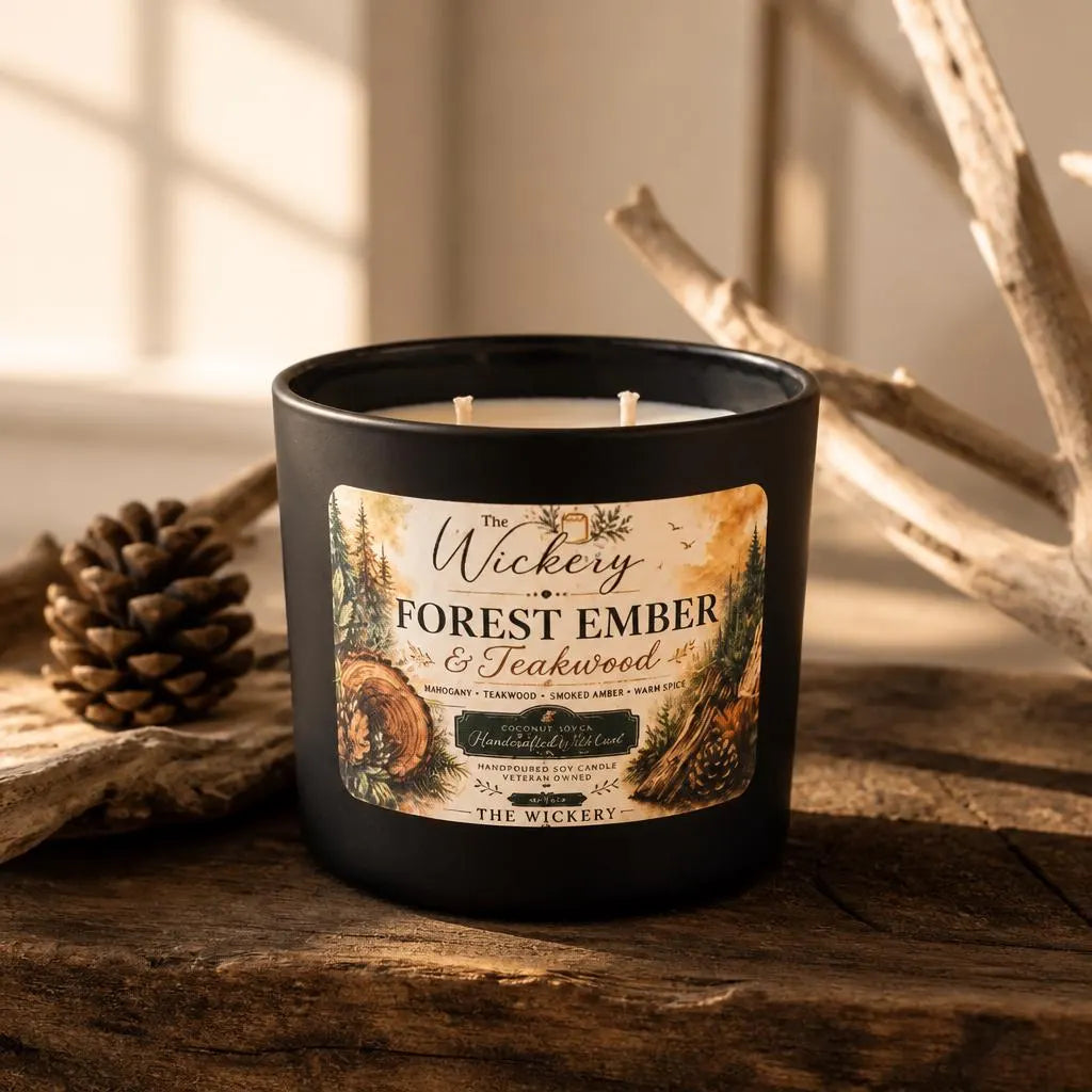 Forest Ember Teakwood Candle | Mahogany, Smoked Amber, Woodsy Soy Candle