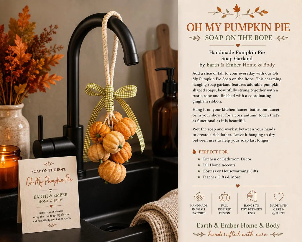 Handmade Pumpkin Soap Garland | Fall Kitchen Bathroom Decor, Autumn Scent