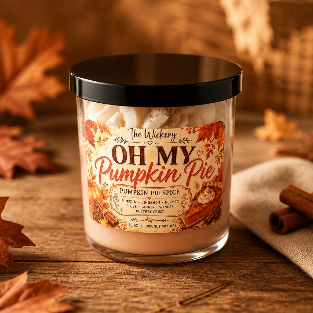 Pumpkin Pie Scented Candle: Handmade Soy Wax Candle with Whipped Top