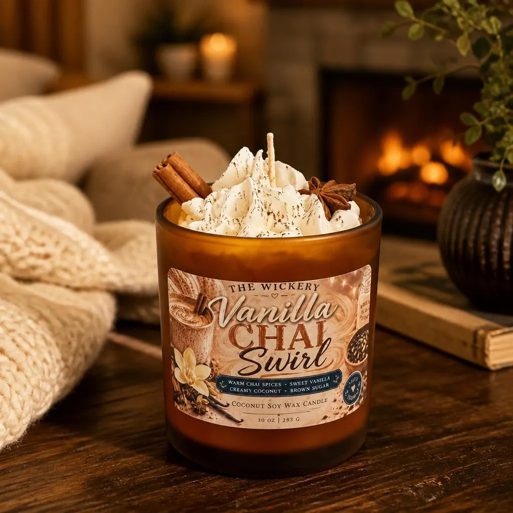 Vanilla Chai Swirl Candle: Spiced Soy Wax with Whipped Top