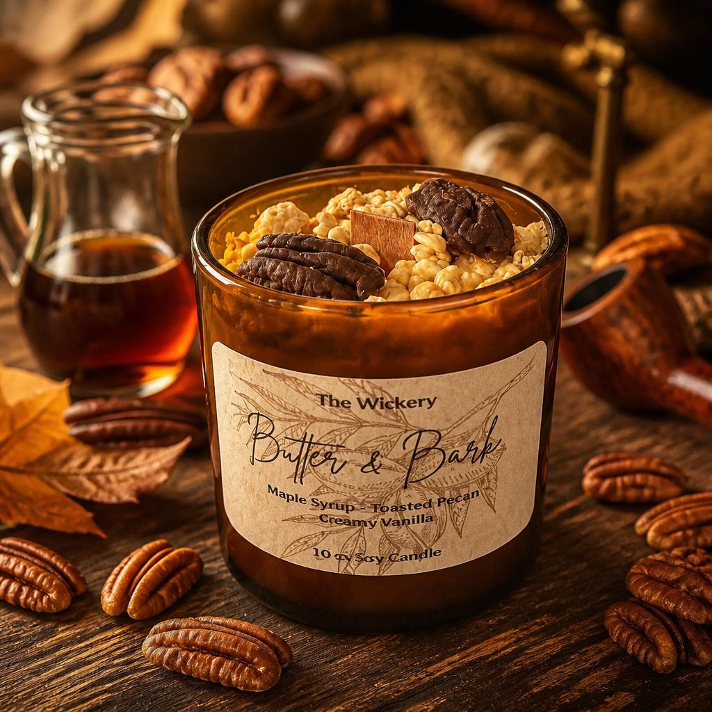 Pecan Maple Candle: Hand-Poured Soy Coconut Wax - 10 oz