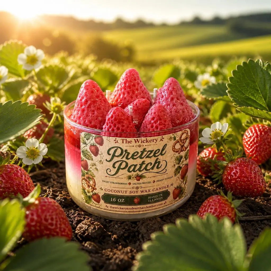 Strawberry Pretzel Dessert Candle, Layered Bakery Scent, 16 oz Hand Poured Soy