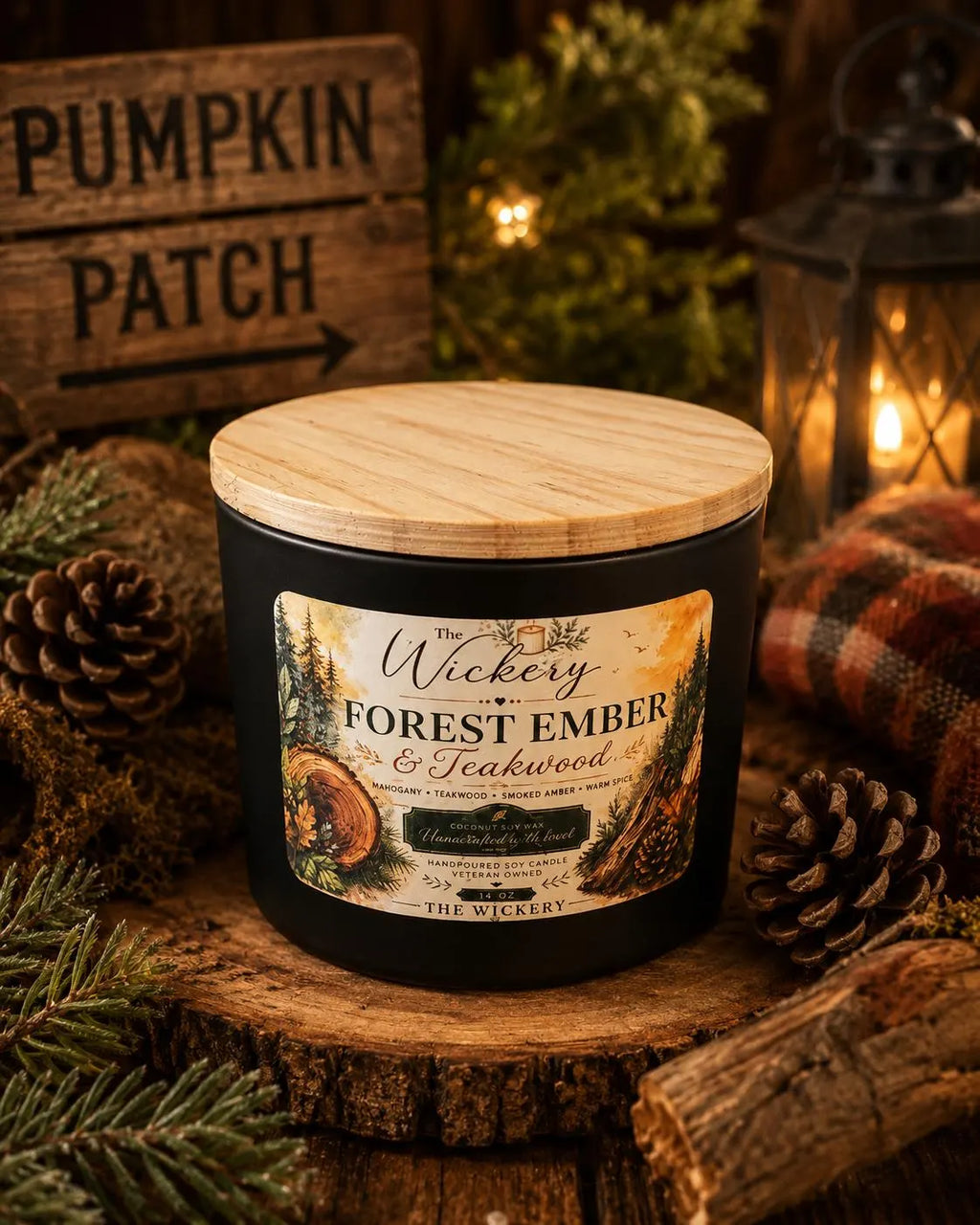Forest Ember Teakwood Candle | Mahogany, Smoked Amber, Woodsy Soy Candle