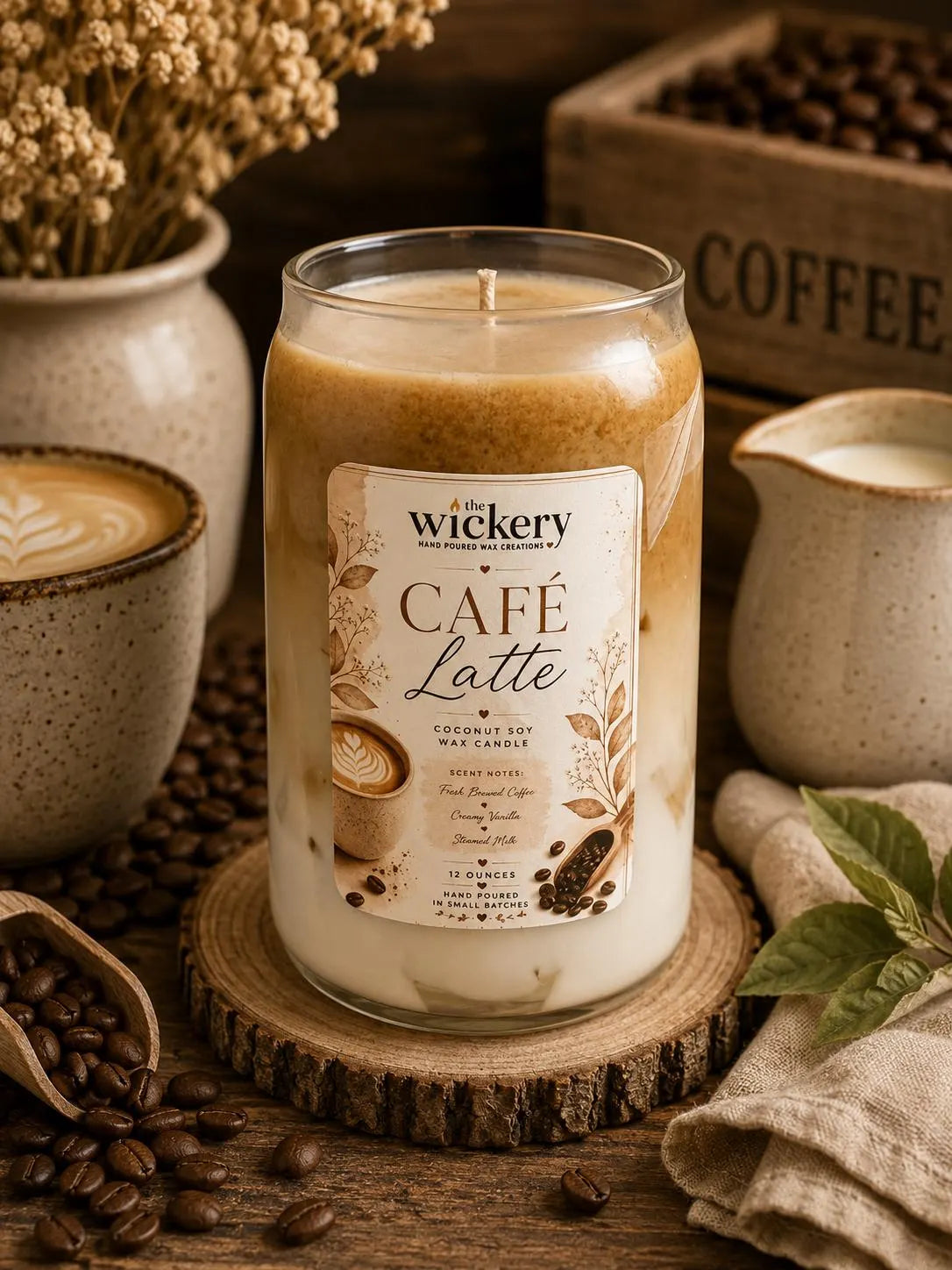 Handmade Coconut Soy Latte Candles, Iced Latte Appearance, Coffee Lover Gift