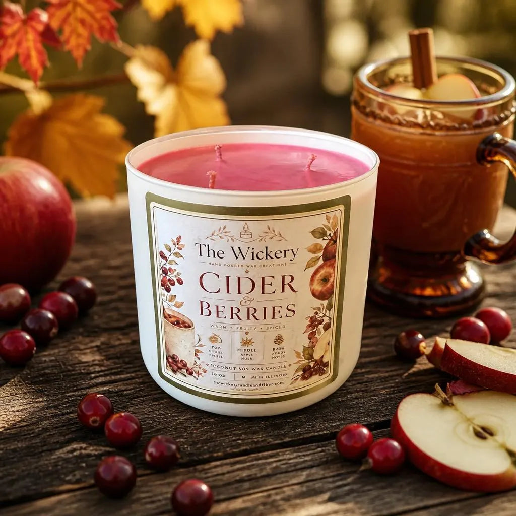 Cider & Berries Candle, Spiced Apple Cranberry, Coconut Soy Wax (16 oz)