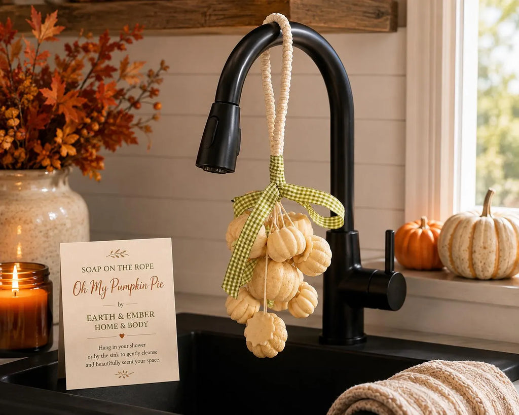 Handmade Pumpkin Soap Garland | Fall Kitchen Bathroom Decor, Autumn Scent