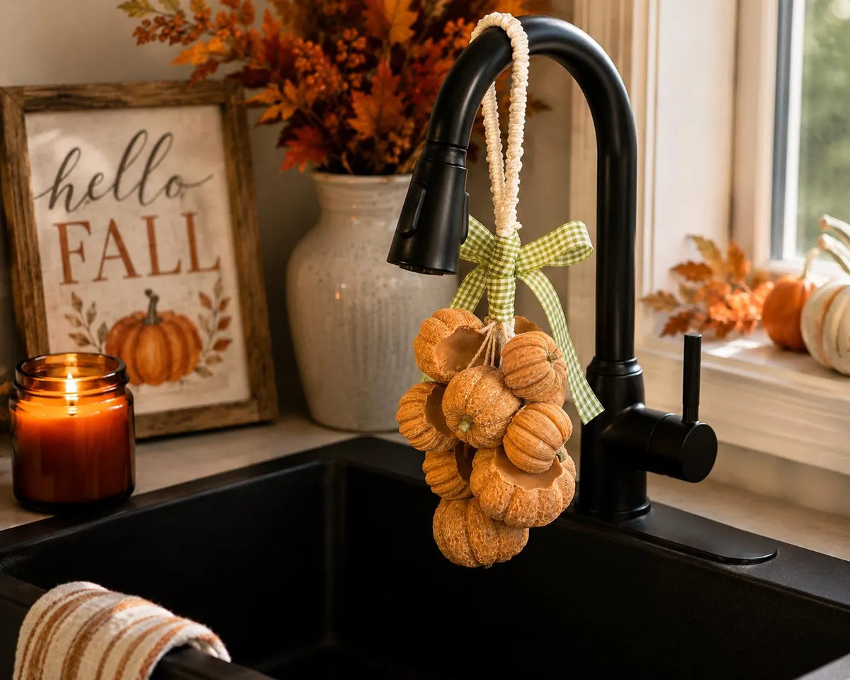 Handmade Pumpkin Soap Garland | Fall Kitchen Bathroom Decor, Autumn Scent