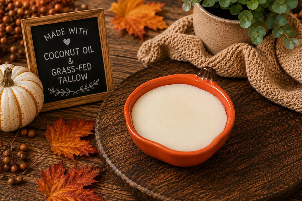 Handcrafted Tallow & Coconut Oil Dish Soap | Reusable Pumpkin Ramekin (Fall Kitchen Decor)