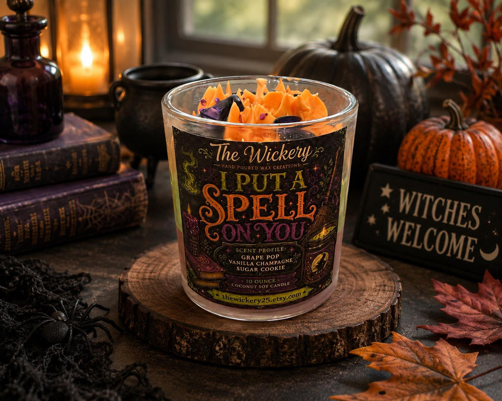 Halloween Spell Candle | Grape Pop, Vanilla Champagne, Sugar Cookie | 10 oz Coconut Soy