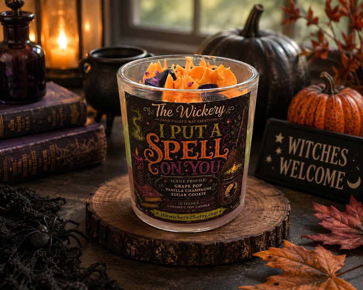 Halloween Spell Candle | Grape Pop, Vanilla Champagne, Sugar Cookie | 10 oz Coconut Soy