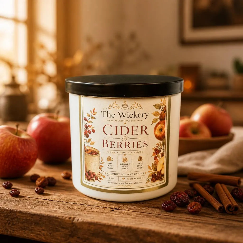 Cider & Berries Candle, Spiced Apple Cranberry, Coconut Soy Wax (16 oz)