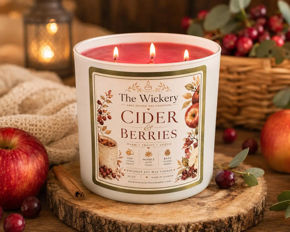 Cider & Berries Candle, Spiced Apple Cranberry, Coconut Soy Wax (16 oz)