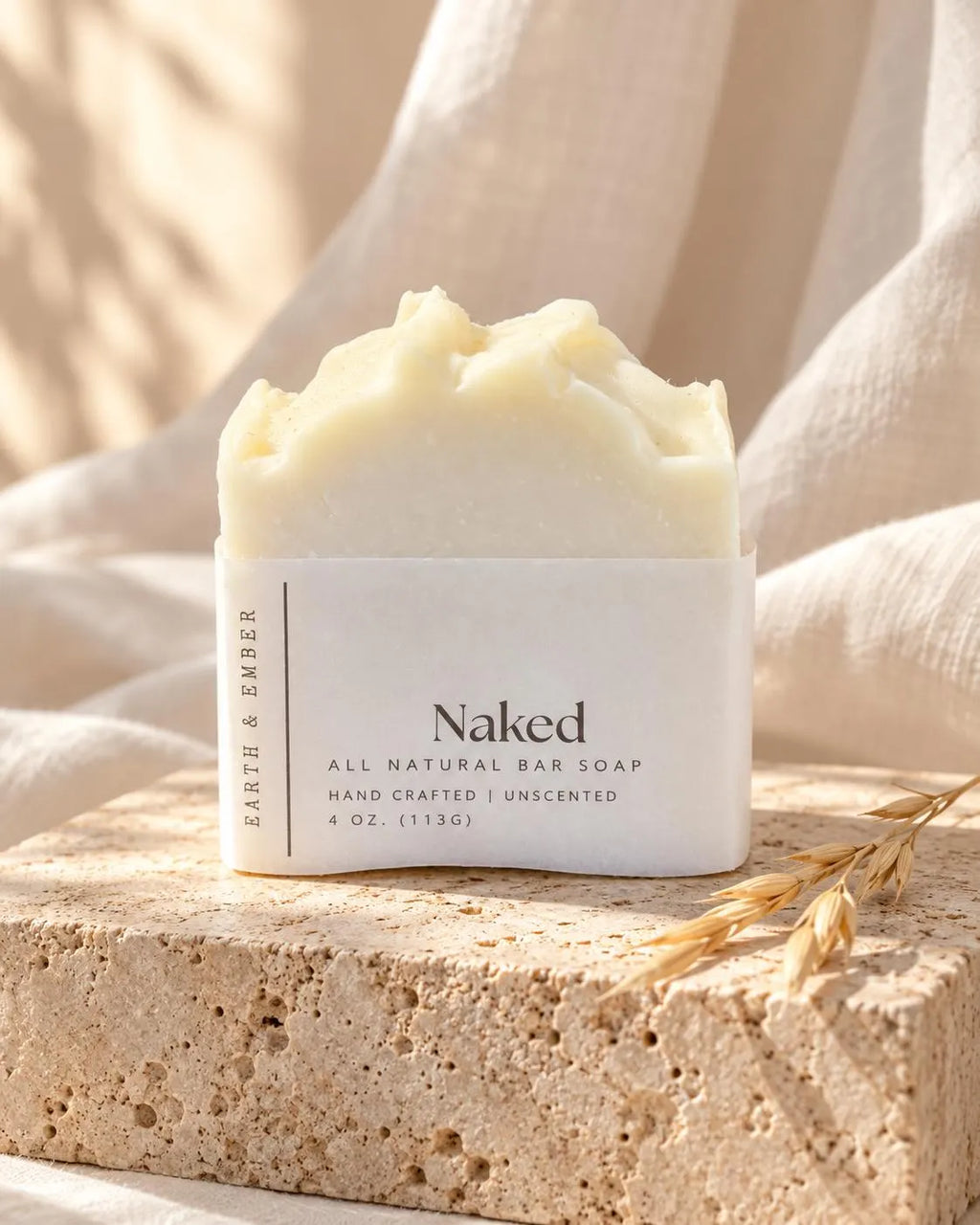 Naked | Unscented All-Natural Bar Soap | Handmade Soap by Earth & Ember | 4 oz