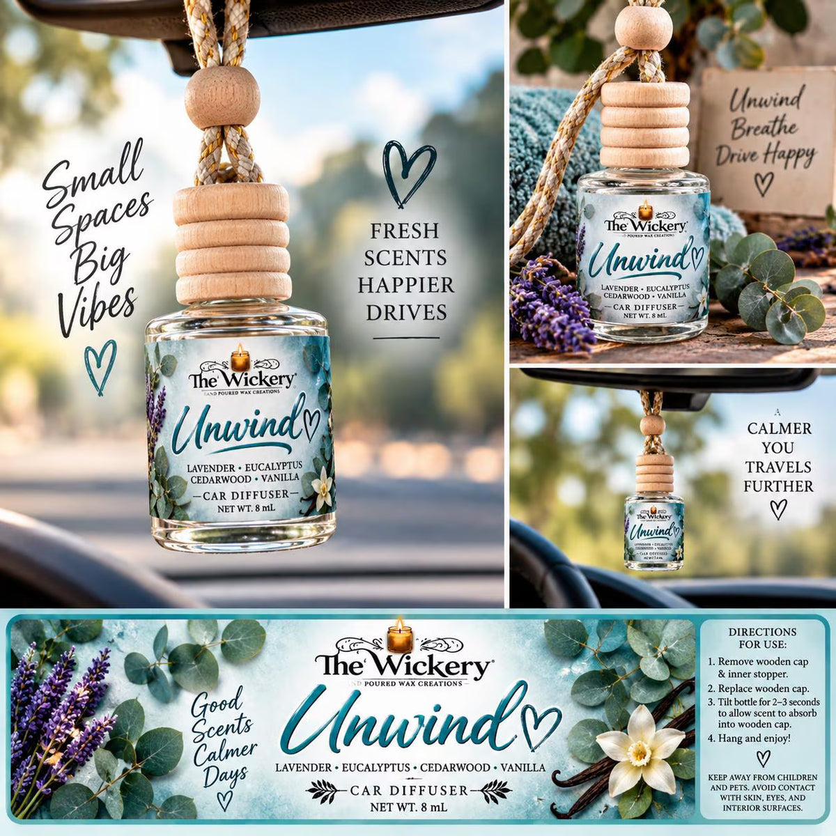 The Wickery Car Diffuser | 8 mL Hanging Fragrance