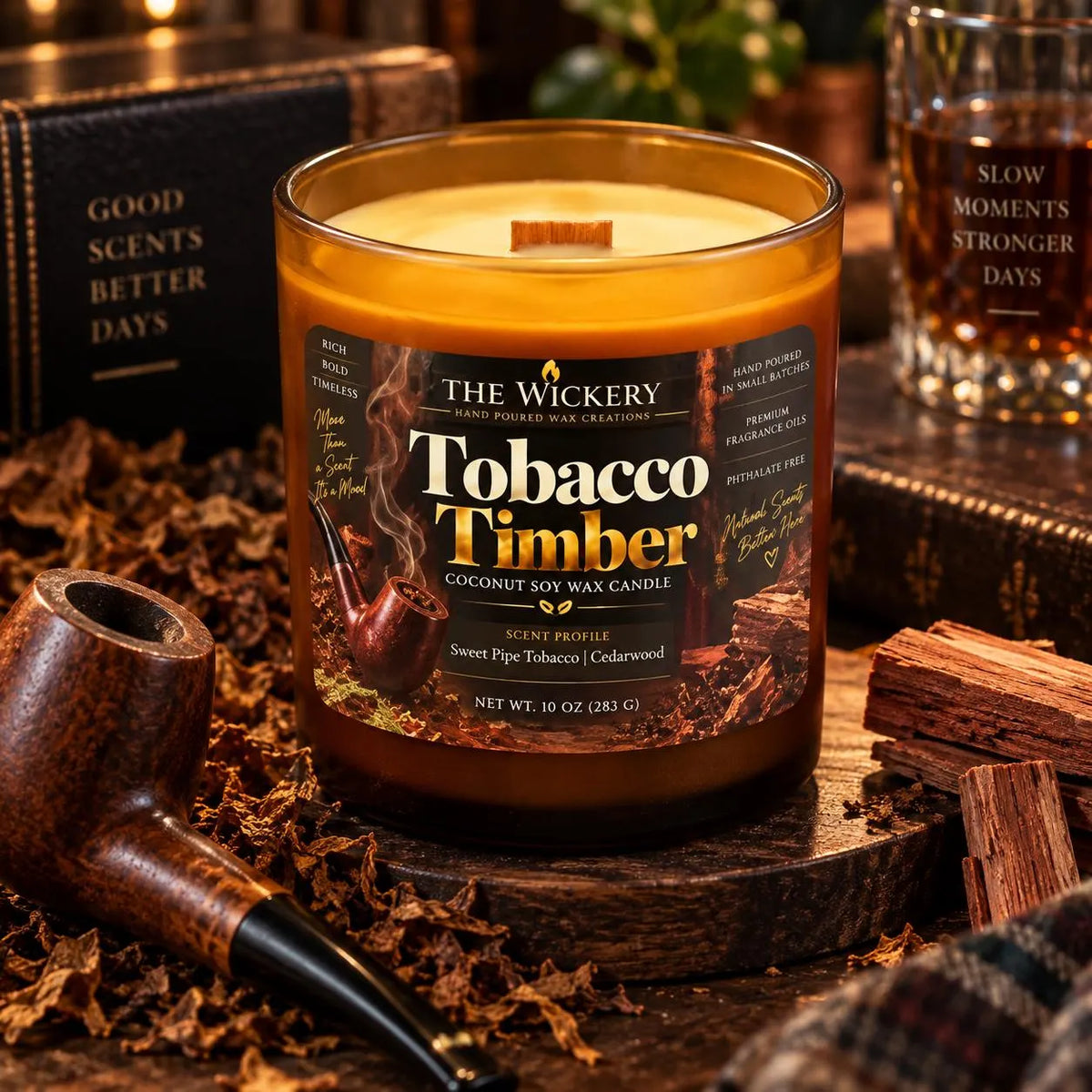 Tobacco Timber | Hand-Poured Candle – Smoked Woods, Sweet Tobacco & Warm Amber