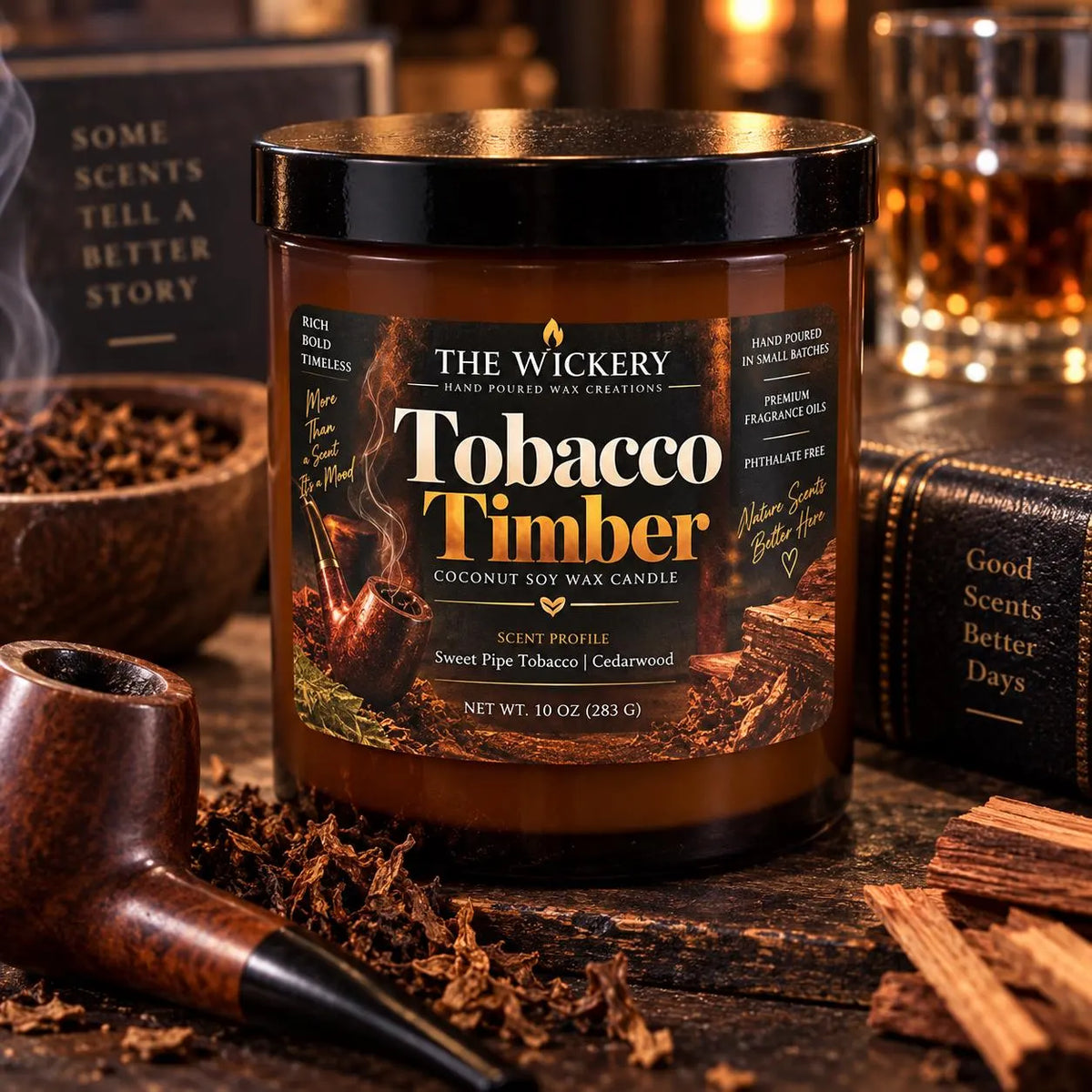 Tobacco Timber | Hand-Poured Candle – Smoked Woods, Sweet Tobacco & Warm Amber