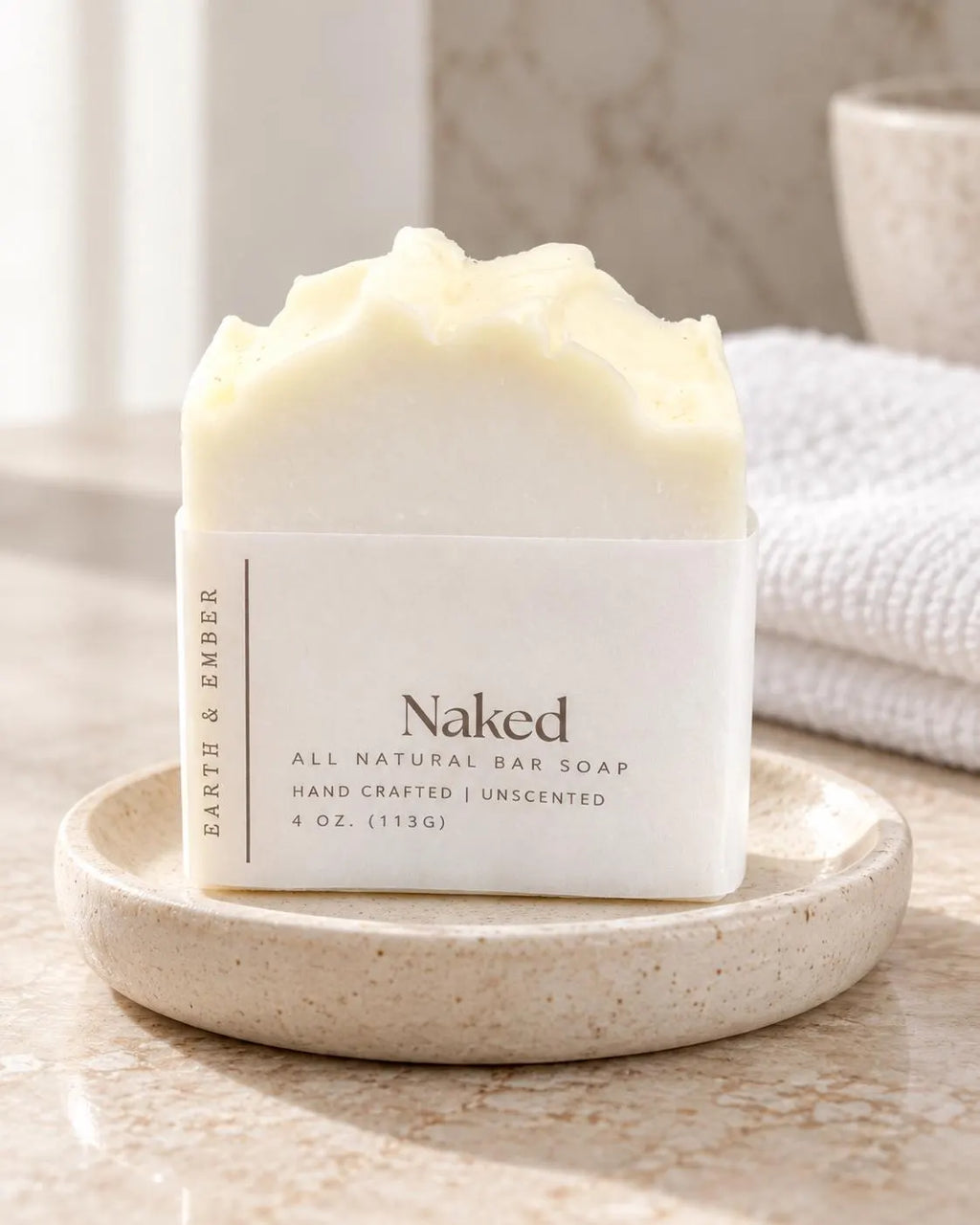 Naked | Unscented All-Natural Bar Soap | Handmade Soap by Earth & Ember | 4 oz