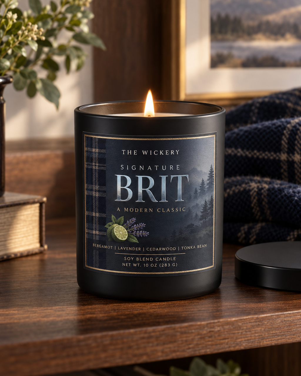 Signature Brit Candle | Bergamot, Lavender, Cedarwood & Tonka Bean | 10 oz Coconut Soy Candle | Luxury Home Fragrance